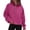 Hot Pink, variant on Women Fashion Sweatshirts Solid Half Zipper Stan Collar Long Sleeve Casual Cropped with Pocket Loose Fit Pullover Tops Coffee