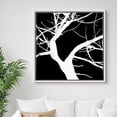 thumbnail image 2 of PixonSign Framed Canvas Print Wall Art Curved Tree Branches on Black Background Nature Wilderness Illustrations Modern Art Edgy Dark Black and White for Living Room, Bedroom, Office - 24"x24" White, 2 of 5