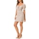 thumbnail image 4 of INSPIRE CHIC Women's Puff Sleeve Sweetheart Neck Floral Smocked Mini Bodycon Dress White S, 4 of 5