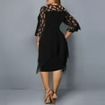 thumbnail image 4 of SMihono Robe d'Été pour Femmes Grande Taille Mode Patchwork Manches Trois-Quarts Robe Grande Taille, 4 of 9