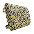 thumbnail image 1 of Yellow and White Lumbar Pillow, Geometric Design with Triangles Squares and Houndstooh Inspiration, Soft Back Cushion Office Chairs with Adjustable Straps, 14" x 13", Yellow Grey Black, by Ambesonne, 1 of 7