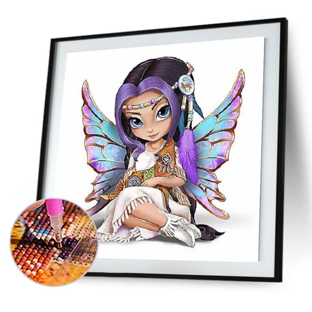 Cuadros Decorativos 5D Diamond Painting Kit DIY Wing Elf Girl Full Round Drill Mosaico Imagen de pared Tmvgtek embutido en tela