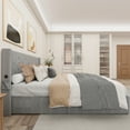 thumbnail image 2 of Gray Full Size Bed With Advanced Hydraulic Lift Storage, Wingback Headboard, Ports, Bedroom Furniture Gas Storage System,, 2 of 6