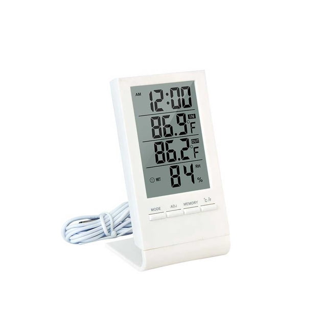 Billuyoard Home Office Hotel Pantalla LCD Termómetro de escritorio Higrómetro Sala de estar Dormitorio Medidor de temperatura Estación Electrodomésticos Blanco