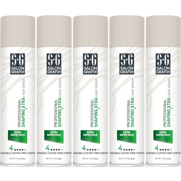 5 Pack Salon Grafix Professional Shaping Hair Spray Extra Super Hold 10 Oz Each