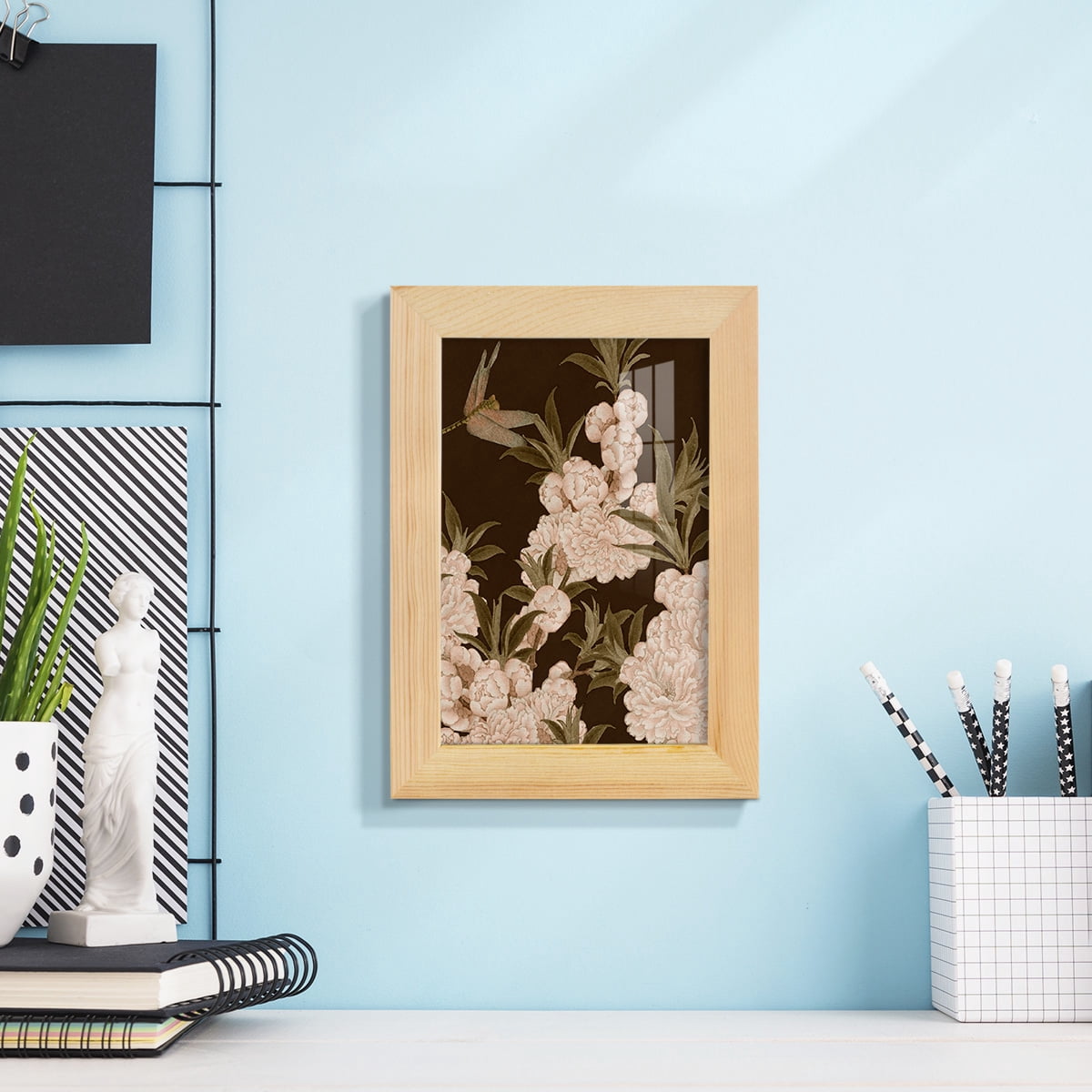 Asian Brocade III - Framed Print w/glass - Natural Wood
