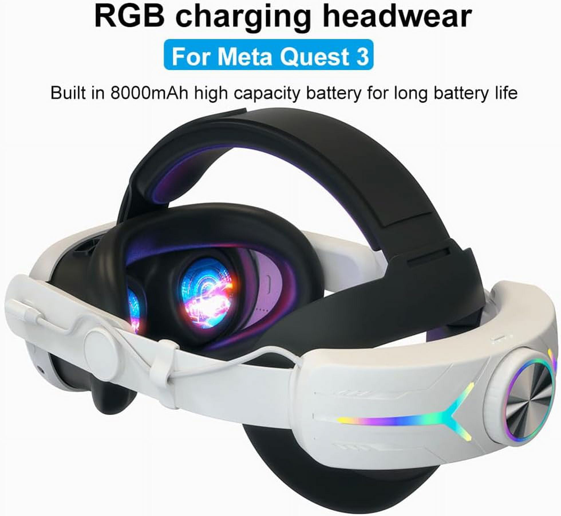 Mviioe VR Head Strap With 6000mAh Battery Pack For Meta Quest 3 VR Headset, Quest 3 Accessories Adjustable Headstrap Replacement With Digital - View #2