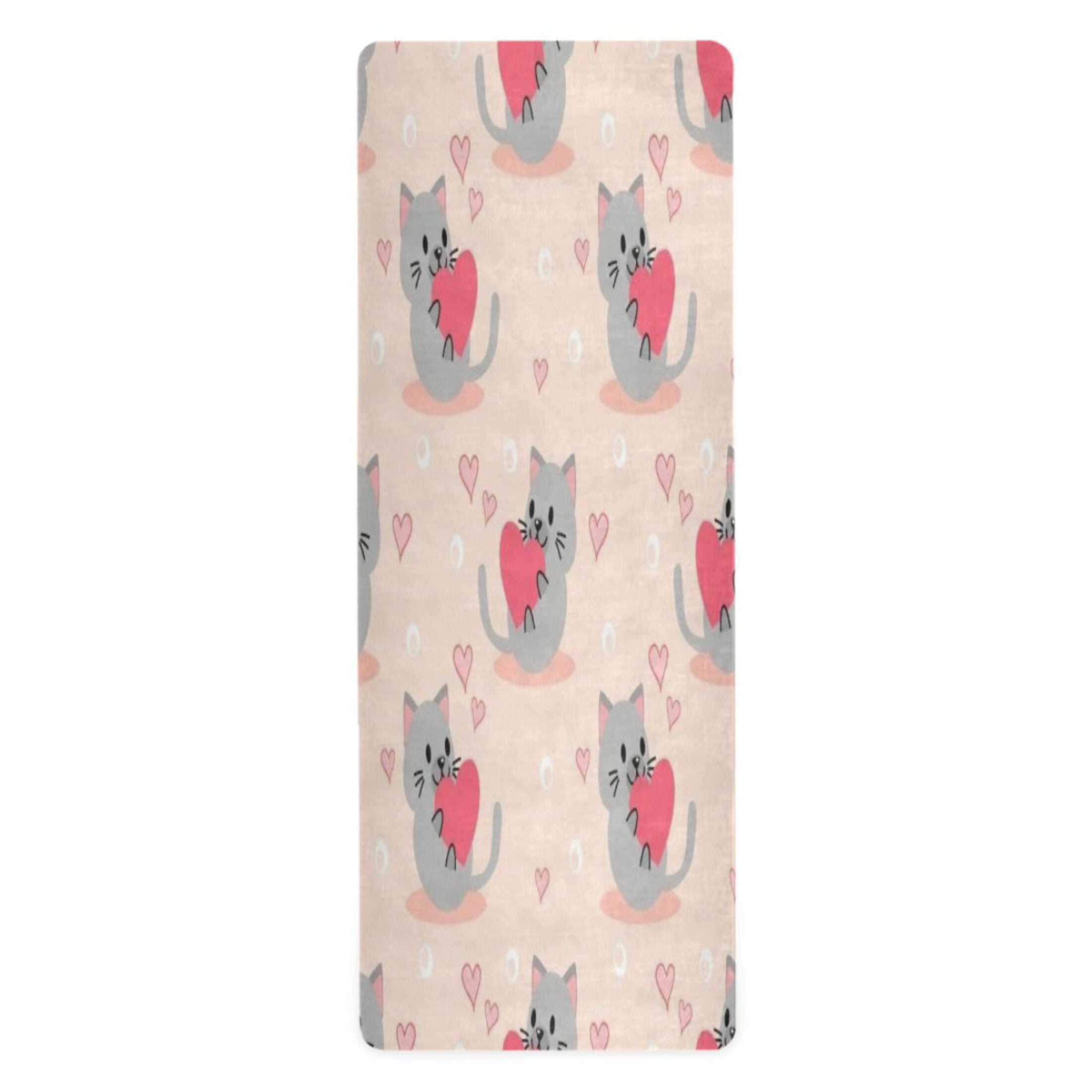 BZSMCE Yoga Mat Women Fitness Mat Cute Cat Heart Pattern