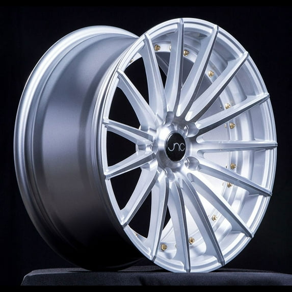 For 20x8.5 inch (1 Single Wheel Only) JNC Wheels - 20" JNC042 Silver Machined Face Gold Rivet Rim - 5x114.3 JNC Wheels-31238669132
