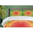 thumbnail image 4 of Ambesonne Ethnic Duvet Cover Sets, Lace Mandala Hippie Style, 2-King, Yellow Green Blue, 4 of 7