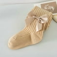 thumbnail image 2 of CCRFTGI Girls Tights Cable Knit Bow Warm Leggings Seamless Cotton Cute Little Girl Pantyhose Beige 4-6 Years, 2 of 3