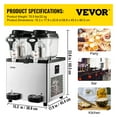 thumbnail image 2 of VEVOR Commercial Slushy Machine, 6 L x 2 Tanks 50 Cups Margarita Machine, 700W 110V Stainless Steel Smoothie Frozen Drink Maker, Perfect for Supermarkets Cafes, 2 of 9