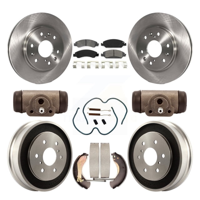 Transit Auto Front Rear Disc Brake Rotors Semi-Metallic Pads and Drum Kit (9Pc) for Car Chevrolet Silverado 1500 GMC Sierra Classic K8S-102486