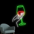 thumbnail image 3 of Handmadetneonsign Wine Glass On Hand Neon Sign, Drink Liquor Wall Art Decor, Bar Pub Wall Decor, 3 of 5