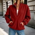 thumbnail image 2 of Admvng Women's Sweatshirt Half Zip Ribbed Knit Stand Collar Long Sleeve Pocket Casual Lightweight Pullover Top, 2 of 5