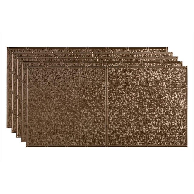 FASÄDE Border Fill Decorative Vinyl 2ft x 4ft Glue Up Ceiling Panel in Argent Bronze(5 Pack)