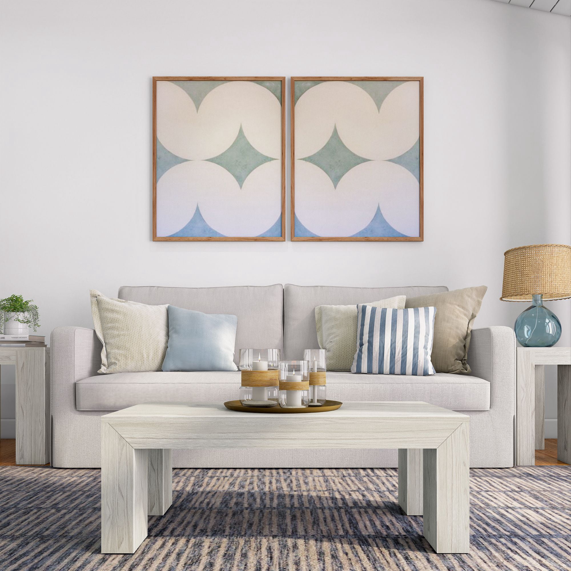 Plank+Beam Solid Wood 40" Modern Coffee Table, Rectangular Center Table for Living Room