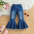 thumbnail image 4 of Generic Toddler Girls Boys Flared Denim Pants Ruffled Wide Legs Ripped Jeans High Waist Bell Bottoms Casual Clothes Autumn Winter Clothes for Home Outdoor Indoor, 4 of 4