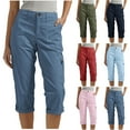 thumbnail image 2 of Fengactive Women's Capri Rolled-up Trouser Legs Cargo Pants Stretch Casual Pants Multiple Pockets Outdoor Clothes, 2 of 8