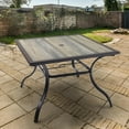 thumbnail image 5 of 37 inch Square Patio Dining Table for 4 Person with Umbrella Hole for Outdoor Backyard Bistro Garden - Black Metal Steel Slat, 5 of 10