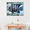 thumbnail image 2 of HENGT Canvas Print Wall Art Striped with Imprint &amp; Shells Marine Life Ocean Wood Panels Modern Art Nautical Colorful Multicolor Ultra for Living Room, Bedroom, Office, 2 of 6