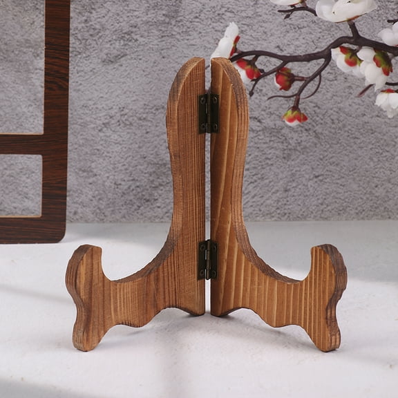 1Pc Retro Wood Easel Plate Storage Rack Plate Tea Cake Dish Display Stand Foldable Decorative Rack Home Kitchen Table Ornaments