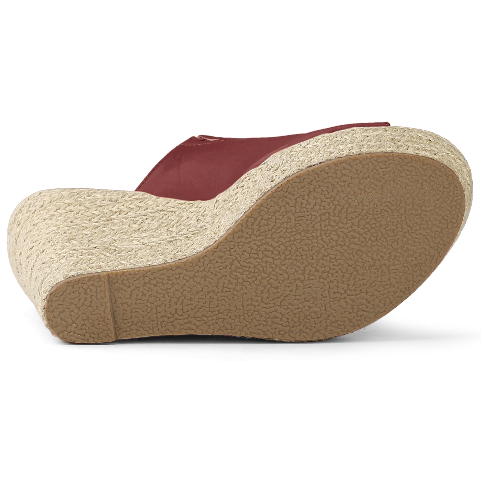 DARING DIVA Women's Slip on Platform Sandals Espadrilles Wedges Slides Mules Burgundy 8.5