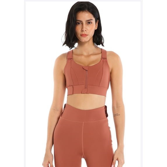 Womens High Impact Sports Bra Front Zipper Closure Adjustable Velcro Straps Shockproof Post-Surgery Workout Bra