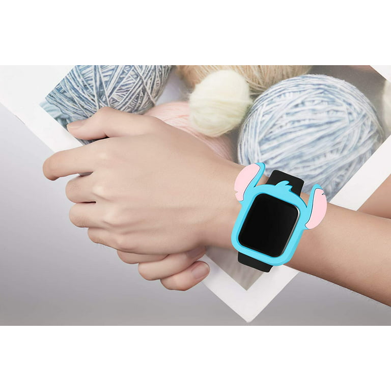 Store Lovely Cartoon Stitch Cover Compatible with Apple Watch Series 4/5,  Soft Silicone Protector Bumper Frame Protective Double Color Case for  iWatch