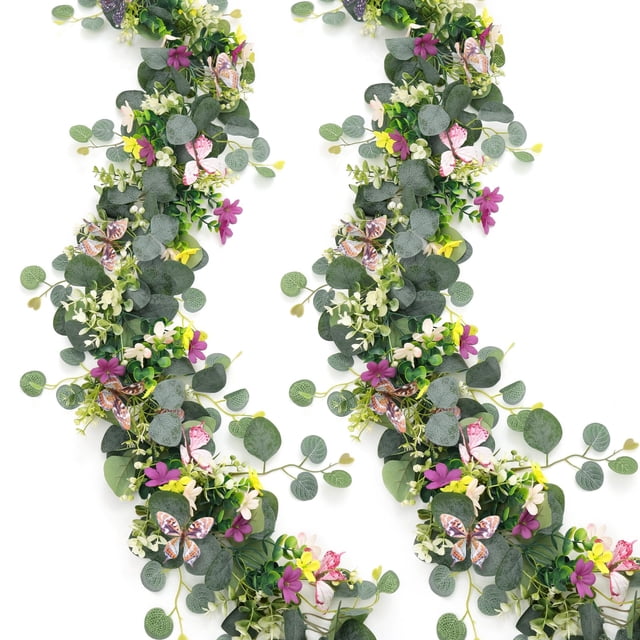 Guirnalda artificial de margaritas ASTNIC de 1,73 m con mariposa 3D x2