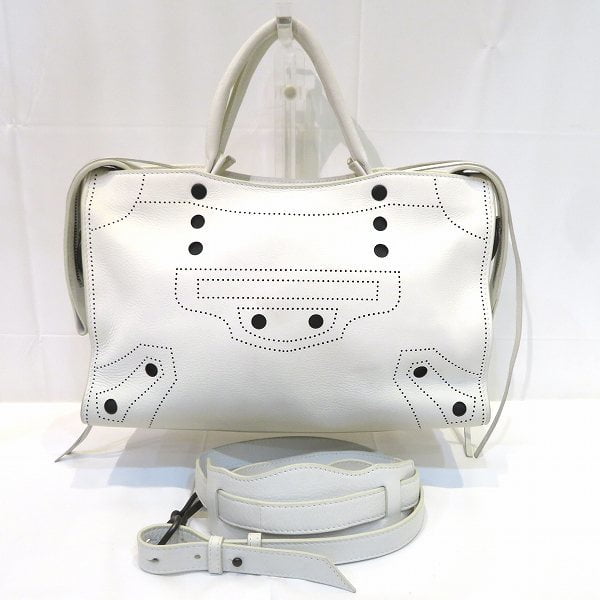 Balenciaga 443516 Blackout City White 2WAY Bag Handbag Shoulder 売行き好調の商品 バレンシアガ ブラックアウトシティ 2wayバッグ ハンドバッグ