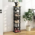 thumbnail image 3 of Hyxoo 8-Tier Vertical Shoe Rack, Tall Narrow Shoe Storage Organizer with Removable Shelf for Boots, Anti-Tipping Kit, Space-Saving Shoe Stand with for Small Place, Entryway (Black), 3 of 9