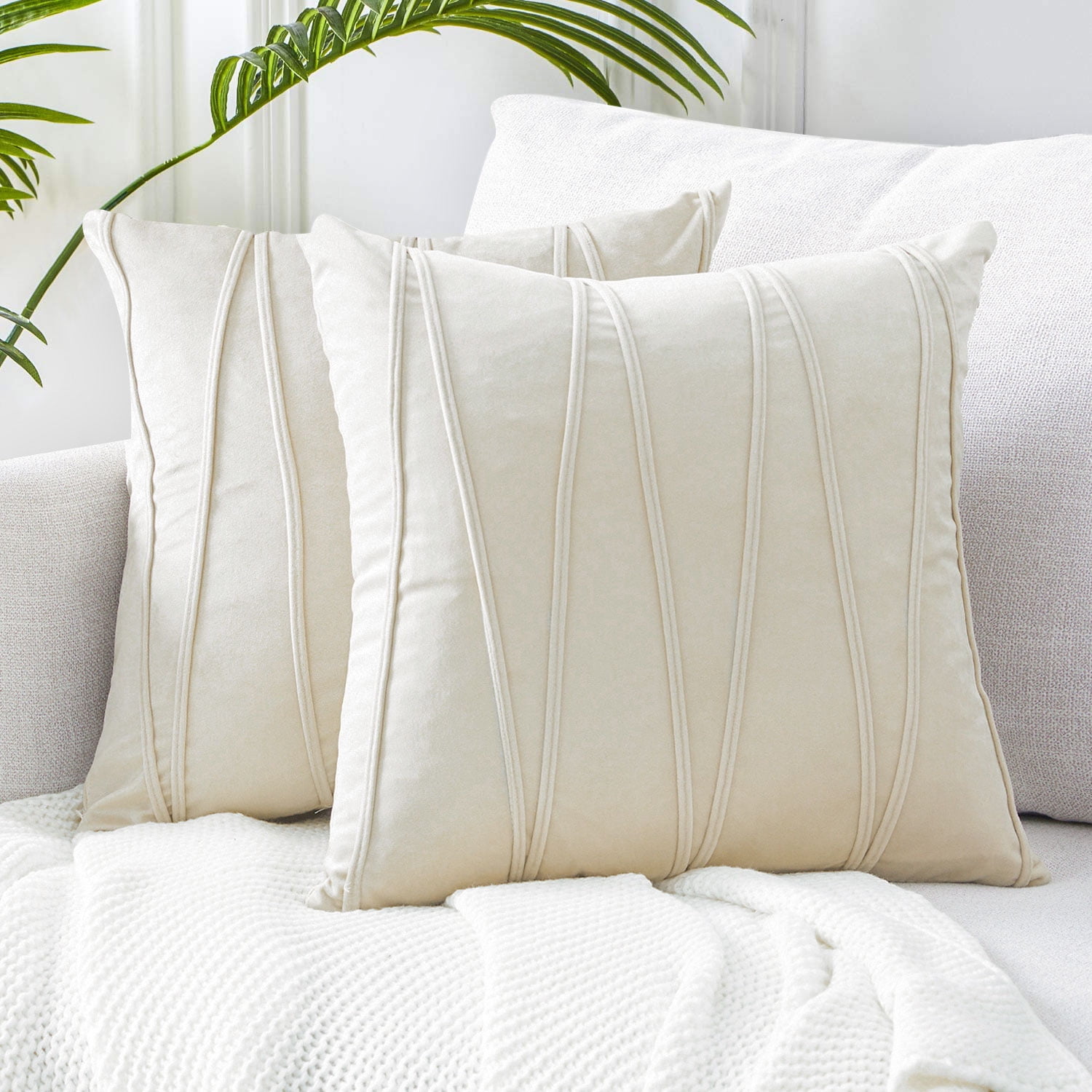 Topfinel Cream Decorative Throw Pillow Covers 18 x 18 Inch