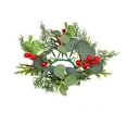 thumbnail image 2 of Christmas Candle Rings Wreath, Artificial Winter Wreath with Red White Berry Pine Cone, Eucalyptus Garland Candle Ring Holder for Christmas Wedding Home Table Centerpiece, 2 of 6