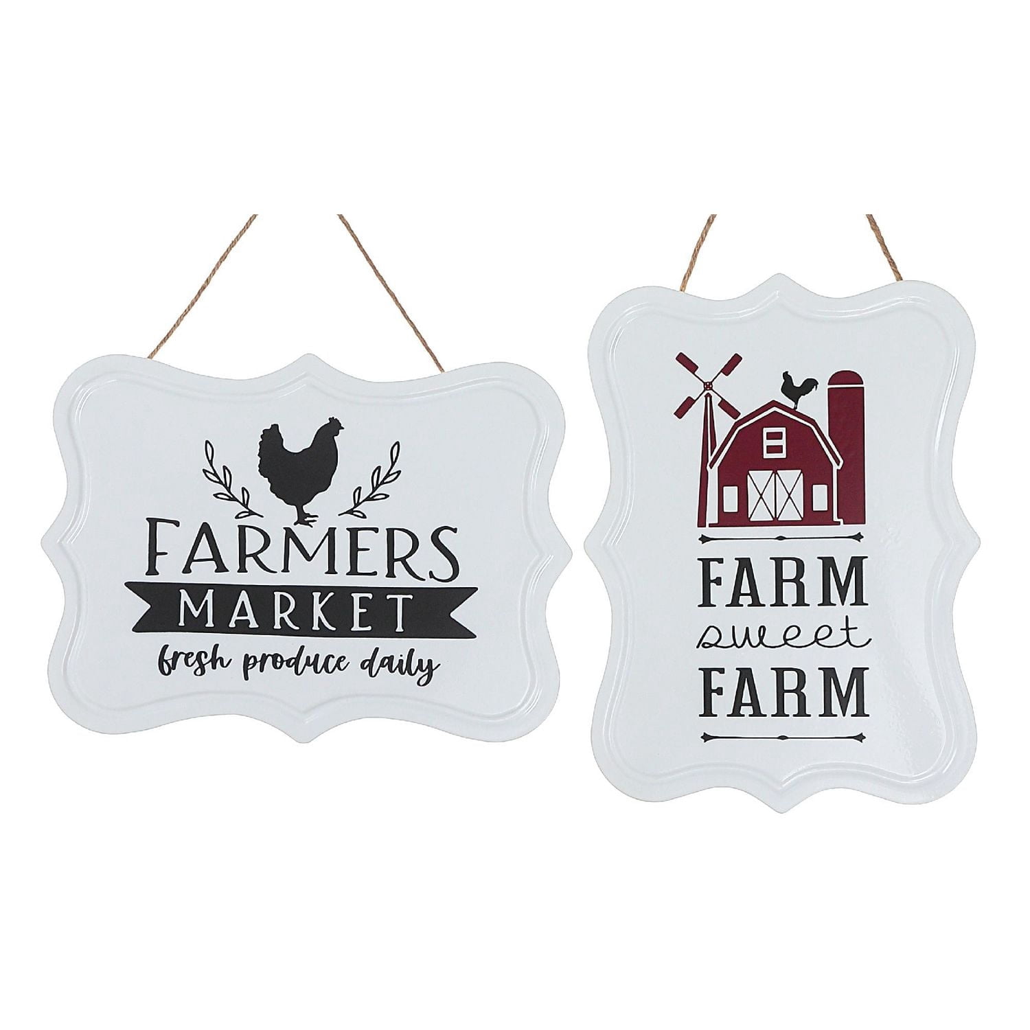 IH Casa Decor Suspendu Metal Sign Farm Sweet Farm / Farmer'S Market Asstd - Ensemble De 2