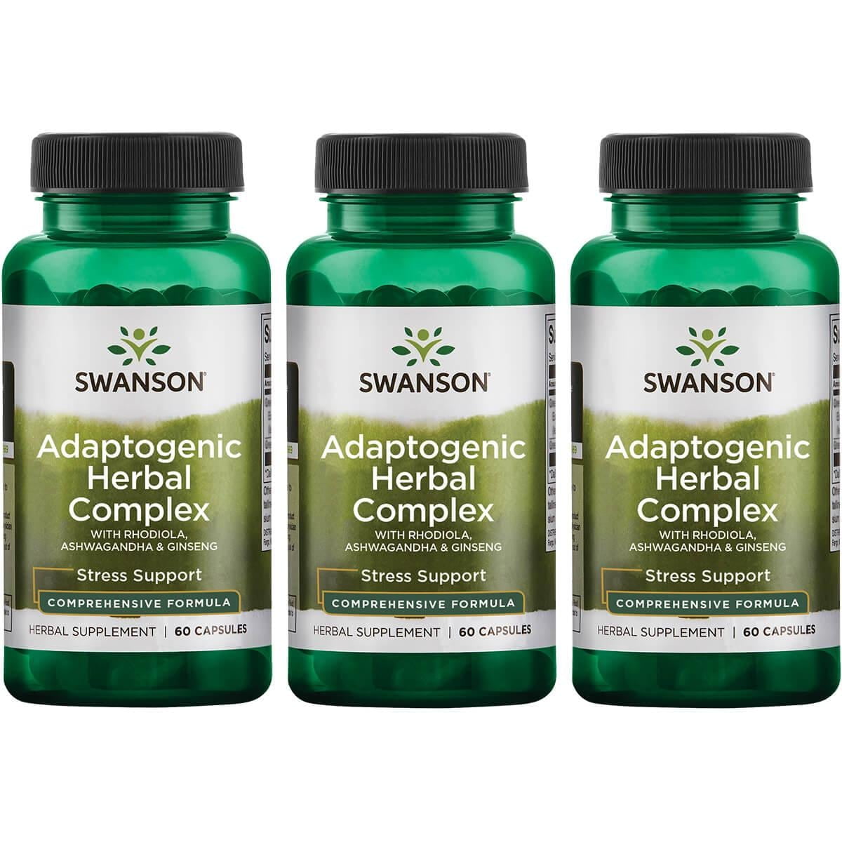 Swanson Adaptogenic Herbal Complex with Rhodiola, Ashwagandha & Ginseng 3 Pack