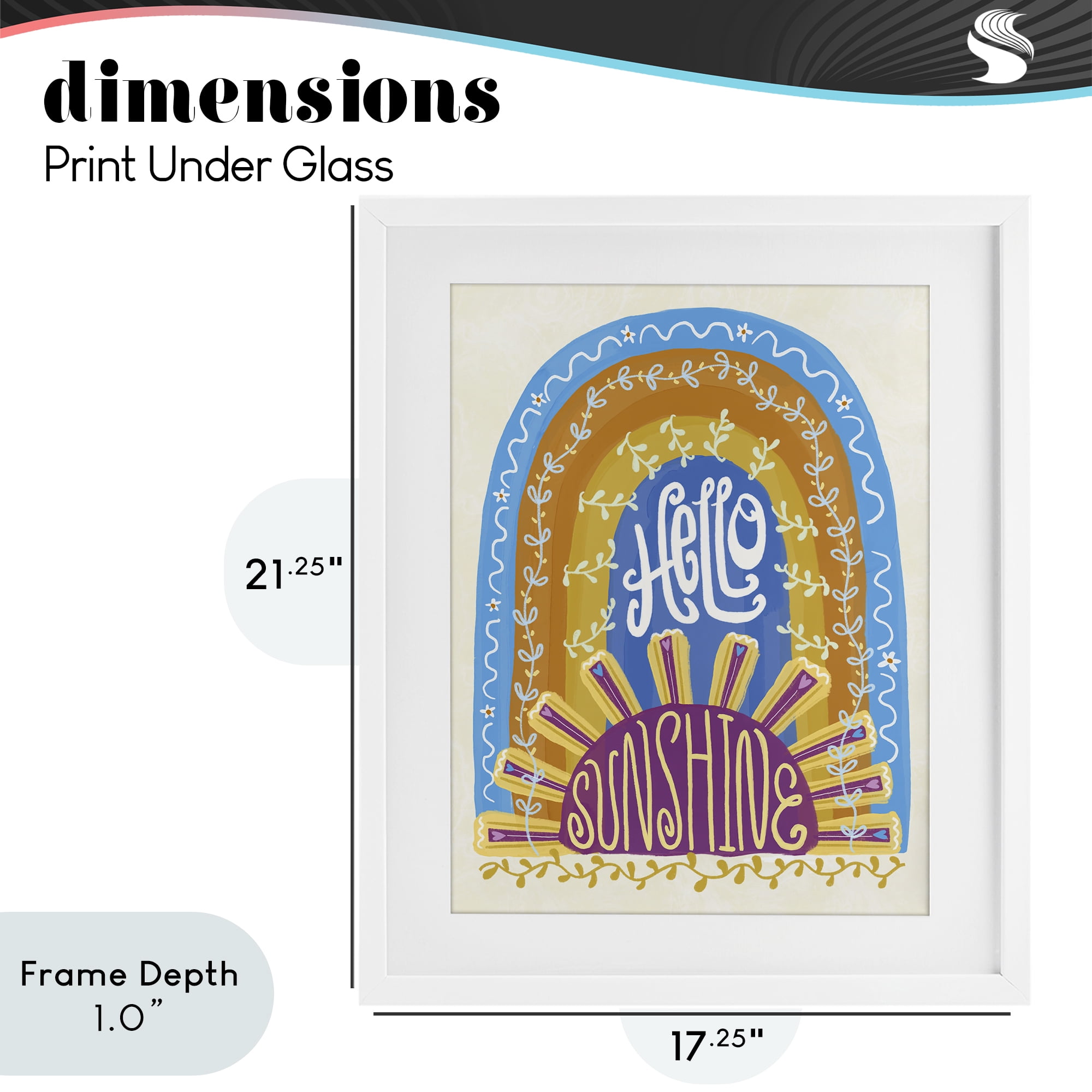Stupell Industries Boho Hello Sunshine White Framed Print Under Glass, design by Connie Summers