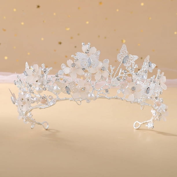 Zhuge Tiara de boda para novia, diadema de princesa, corona nupcial, joyería para el cabello con diamantes de imitación de cristal, decoración para novia, cumpleaños, graduación, boda (C)