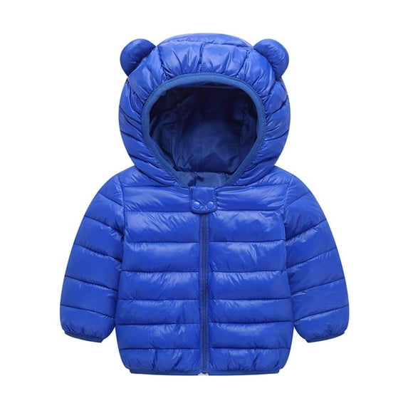 2-7T Winter Hooded Down Coats for Kids Baby Boys Girls Solid Ultralight Puffer Padded Jacket with Hoods Bear Ear Toddler Snow Outerwear