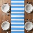 thumbnail image 6 of Blue Striped Table Runner - 72 Inch Long, Kitchen Dining Table Runner Dresser Scarves, Modern Simple Monochrome Geometric White Farmhouse Decor for Coffee Tables Wedding Party Banquet, 6 of 8
