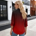 thumbnail image 4 of Womens 3/4 Sleeve Tops V Neck Cotton Linen Gradient Work Blouse Polo Shirts for Women Business Casual 2026 Red 2XL, 4 of 4