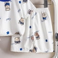 thumbnail image 5 of KPOPLK Toddler Baby Girl Pajamas Stripe Print Crew Neck Shirt Shorts Kids Summer Pjs Nightgown Outfits Set Size 5-6 Years,Blue, 5 of 6