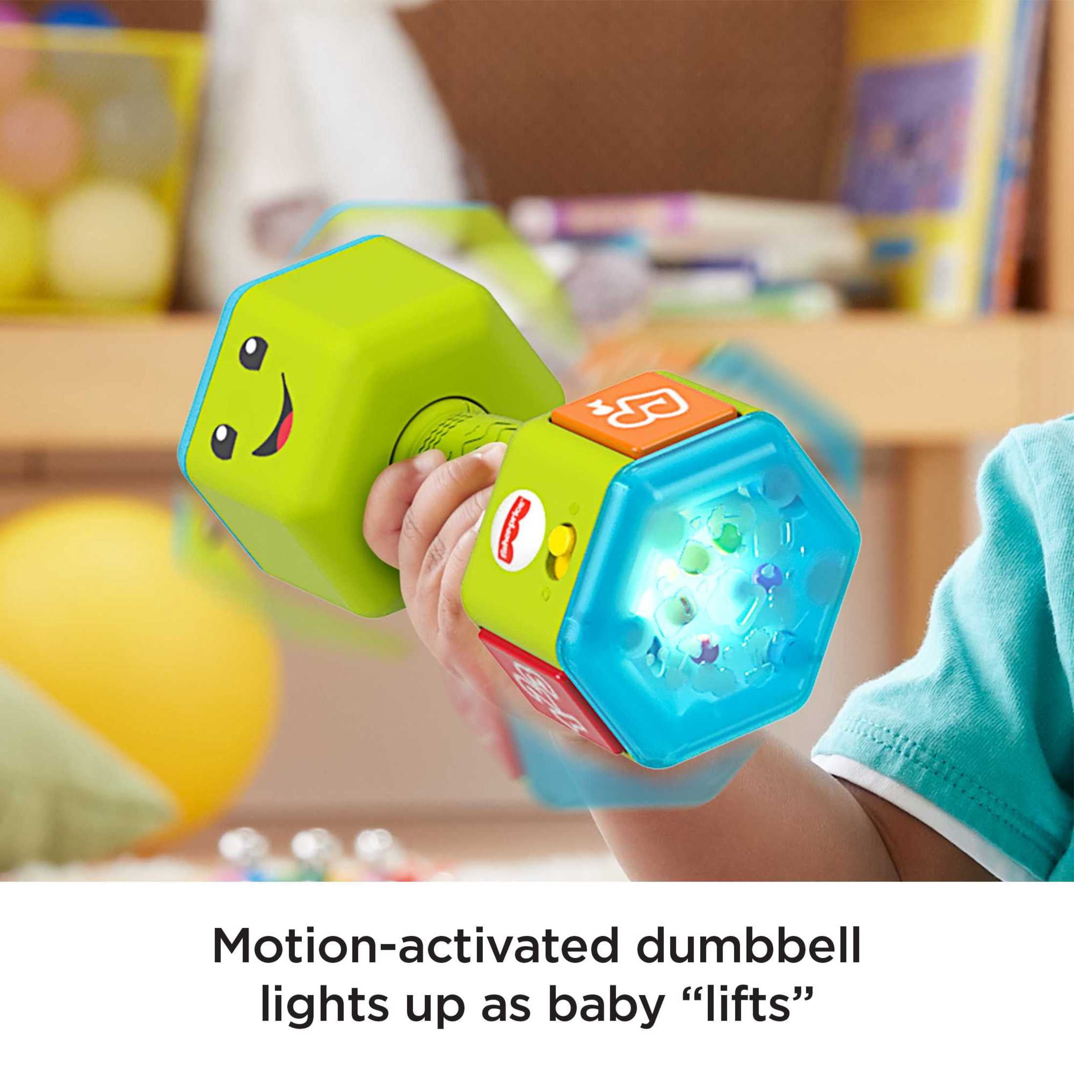 Fisher-Price Laugh & Learn Countin’ Reps Dumbbell Musical Baby Rattle Toy for Unsex Infant & Toddler