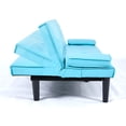 thumbnail image 6 of MIKIBAMA 67 Inch Blue PU Leather Modern Convertible Futon Sofa Bed Removable Armrests Built In Cup Holders Space Saving for Living Room, 6 of 7