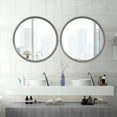 "WallBeyond 24"" Round Bathroom Vanity Mirror, Gray Wood Frame, Home ...