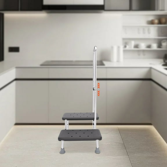 Heavy Duty 2 Steps Medical Foot Stool Adjustable Elderly Step Stool with Handle