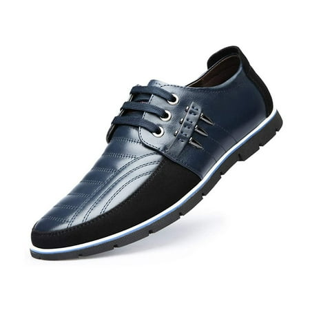 Men s Leather Shoes Loafers Casual Oxford Lace Up Business Classic Comfortable Driving Office Walking Moccasin British Fashion Blue  7 US