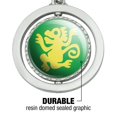 thumbnail image 3 of Hidden Temple Green Monkeys Keychain Spinning Round Chrome Plated Metal, 3 of 6