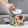 thumbnail image 4 of Leather Tissue Box Cover Square - Vintage Tattoo Elements Collage Waterproof Tissue Box Holder Paper Case Organizer Dispenser for Modern Home Office Room Home Bathroom Decor, 4 of 7