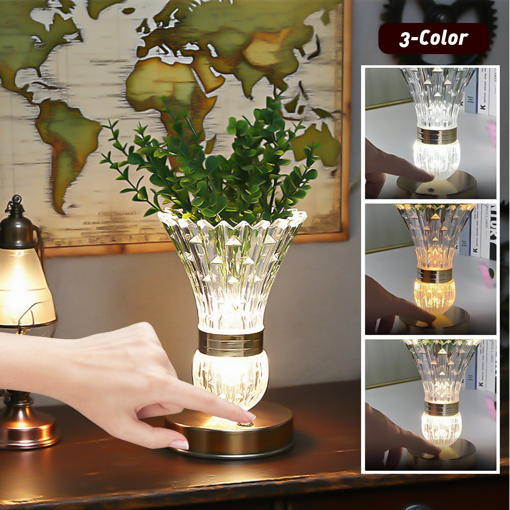 Birthday Gifts for Women/Mom Decorative Diy Vase Table Lamp, Usb Rechargeable Touch Bedside Night Light for Bedroom
